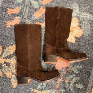 rare vintage frye chocolate brown suede boots
